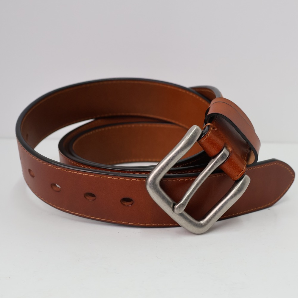 Wolfant Leather Belt Mens 45-51 Brown Classic Silver Buckle Casual